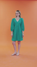 Eva Solid Linen Dress - Parakeet