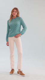 Pointelle Scoop Neck Sweater - Aquamarine