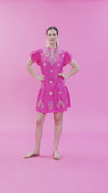 Aimee Embroidery Linen Dress - Cabaret