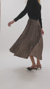 Cara Metallic Pleated Skirt - Metallic Bronze