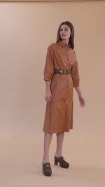 Beth Vegan Leather Midi Dress - Pecan