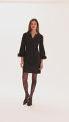 Chelsea Ponte Feather Dress - Black