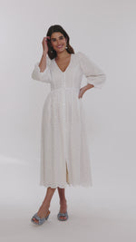 Sabrina Eyelet Midi Dress - White