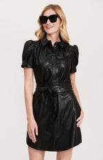 Veronica Pleather Dress - Black
