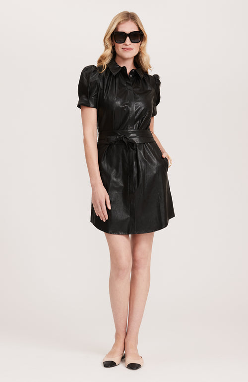 Veronica Pleather Dress - Black