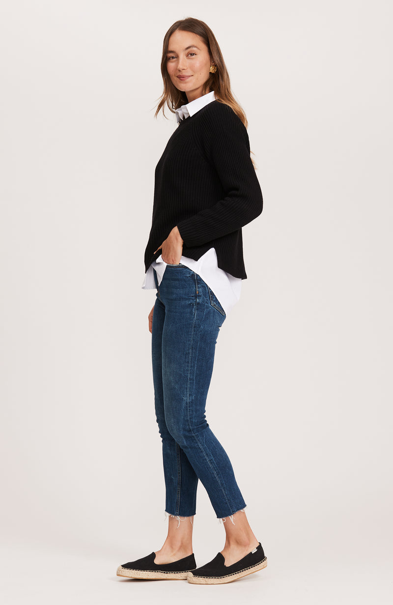 Mineral Wash Shaker Sweater - Black