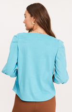 Isabella Draped Neck Top - Turquoise