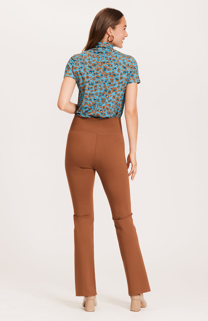 Margie Ponte Slit Pant - Teddy Bear