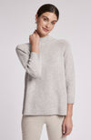 Cashmere Button Back Sweater - Light Heather Grey