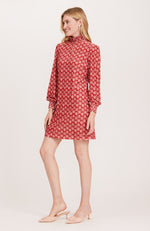 Mia Velvet Batik Dress - Crimson