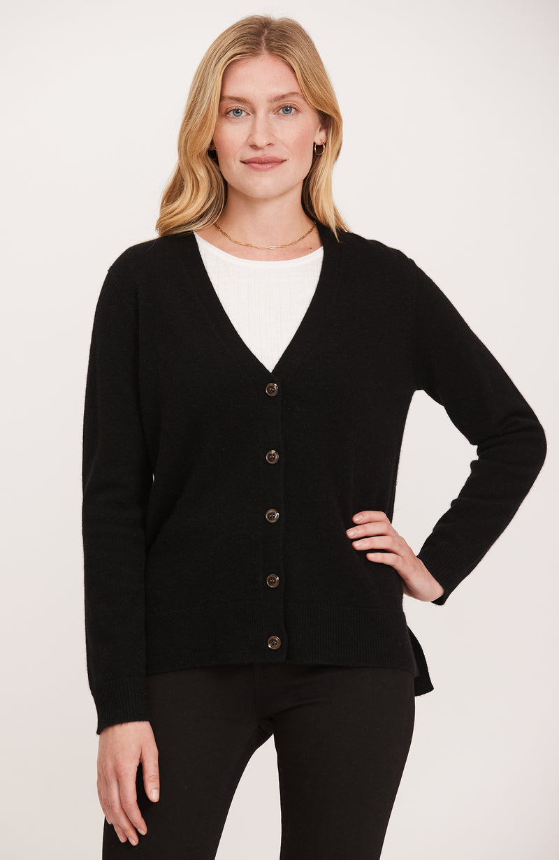 Cashmere Jersey Cardigan - Black