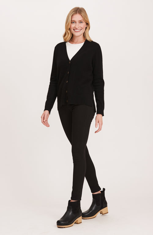 Cashmere Jersey Cardigan - Black