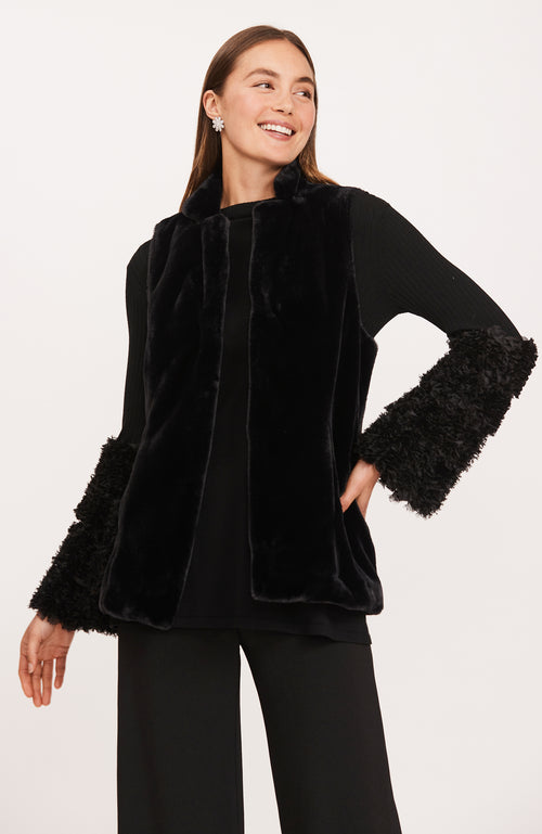 Rex Faux Fur Vest - Black