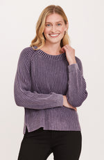 Mineral Wash Shaker Sweater - Plum