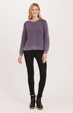 Mineral Wash Shaker Sweater - Plum