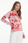 Lily Pad Floral Sweater - Flame