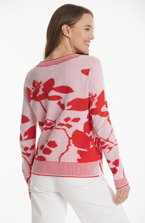 Lily Pad Floral Sweater - Flame