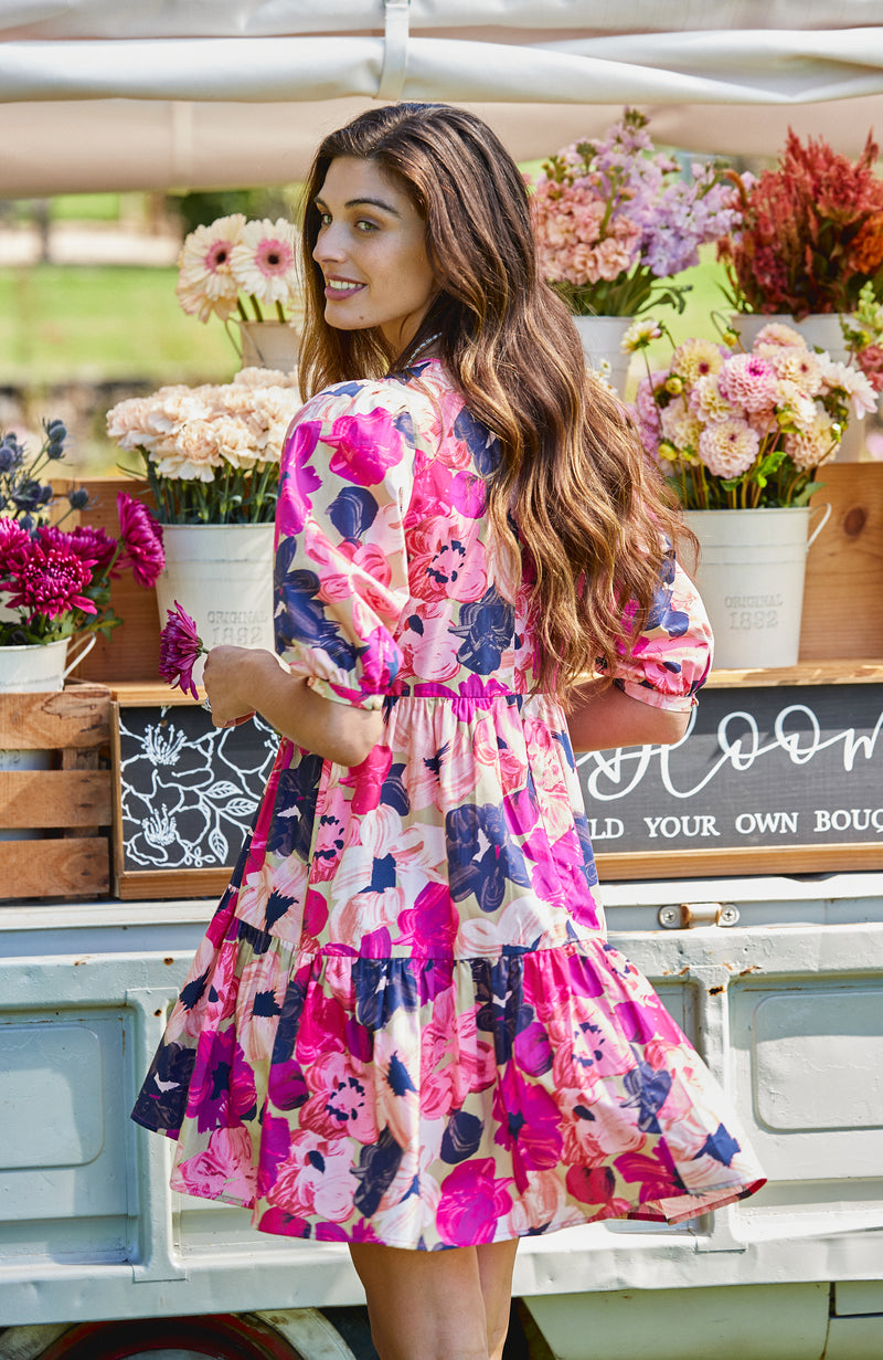 Phoebe Floral Skimmer Dress - Pink Bouquet