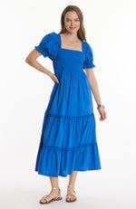 Kate Smocked Midi Dress - Bluebell