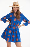 Niki Shell Embroidered Dress - Bluebell